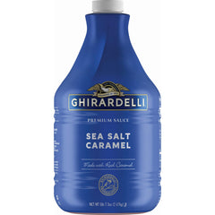Ghirardelli Sea Salt Caramel Sauce pump bottle front view for easy dessert topping.