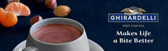 Ghirardelli caramel sauce drizzled over a dessert to illustrate drizzle-ready texture.
