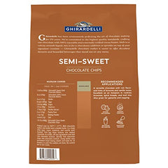 Ghirardelli semi-sweet chips in a mixing bowl for cookies and brownies