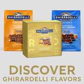 GHIRARDELLI SQUARES gift box front view for sharing on special occasions