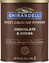 Ghirardelli sweet ground chocolate canister for deep, rich baking flavor.