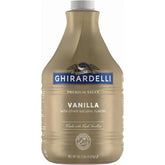 Ghirardelli Vanilla Sauce Pump Bottle front view for rich vanilla mochas.