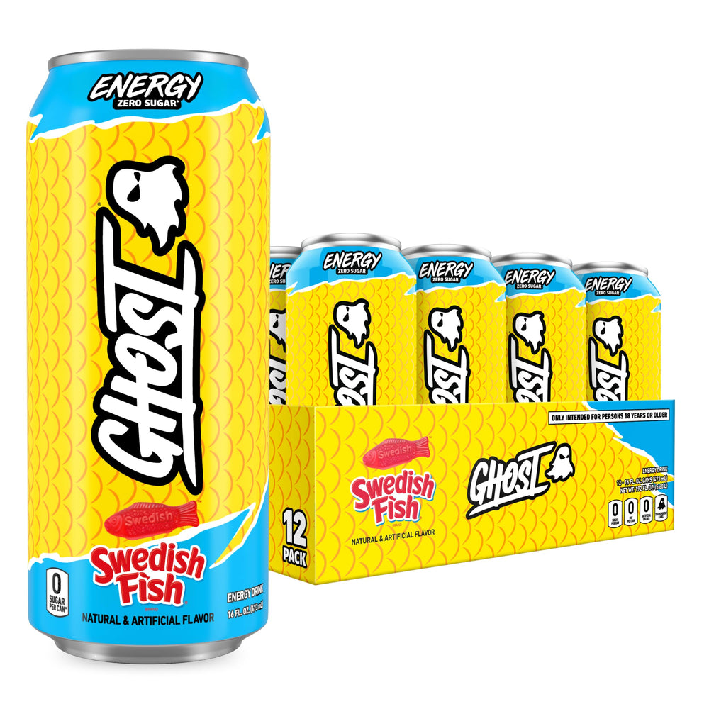 Ghost Energy Swedish Fish flavor can delivering vegan energy with zero sugars.