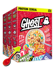 Ghost Protein Cereal Lucky Charms marshmallows 3-pack, ideal for a high-protein breakfast.