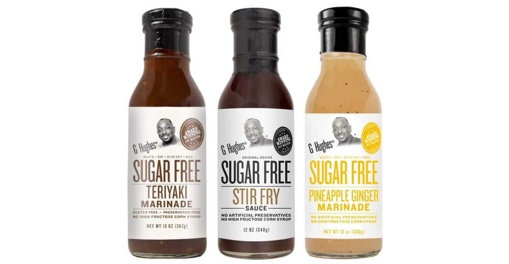G Hughes Teriyaki sugar-free sauce bottle pour for quick stir-fry flavor