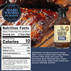 G Hughes Sugar Free BBQ Hickory bottle delivers bold smoky taste.