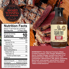 G Hughes Original Sugar Free BBQ sauce bottle with gluten-free label.