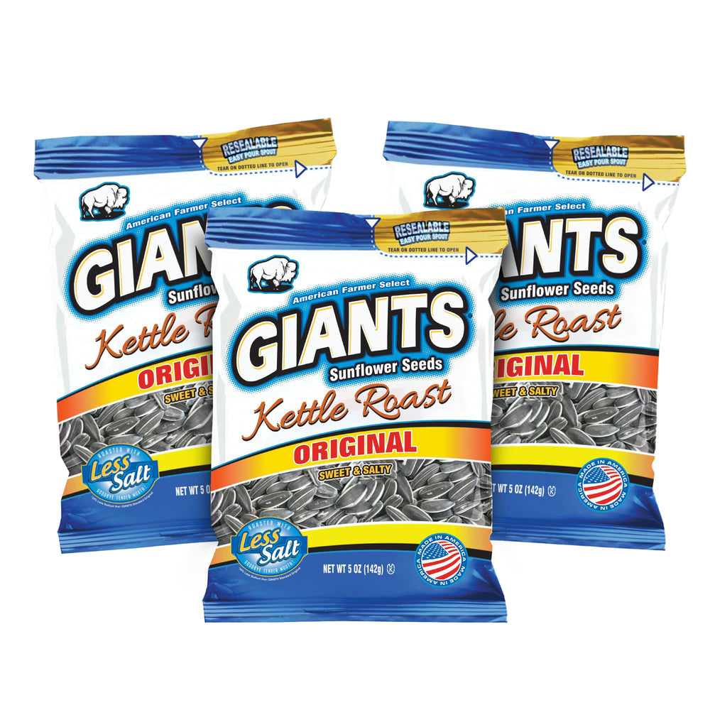 GIANTS Kettle Roast Sweet & Salty seeds bag ready for on-the-go snacking