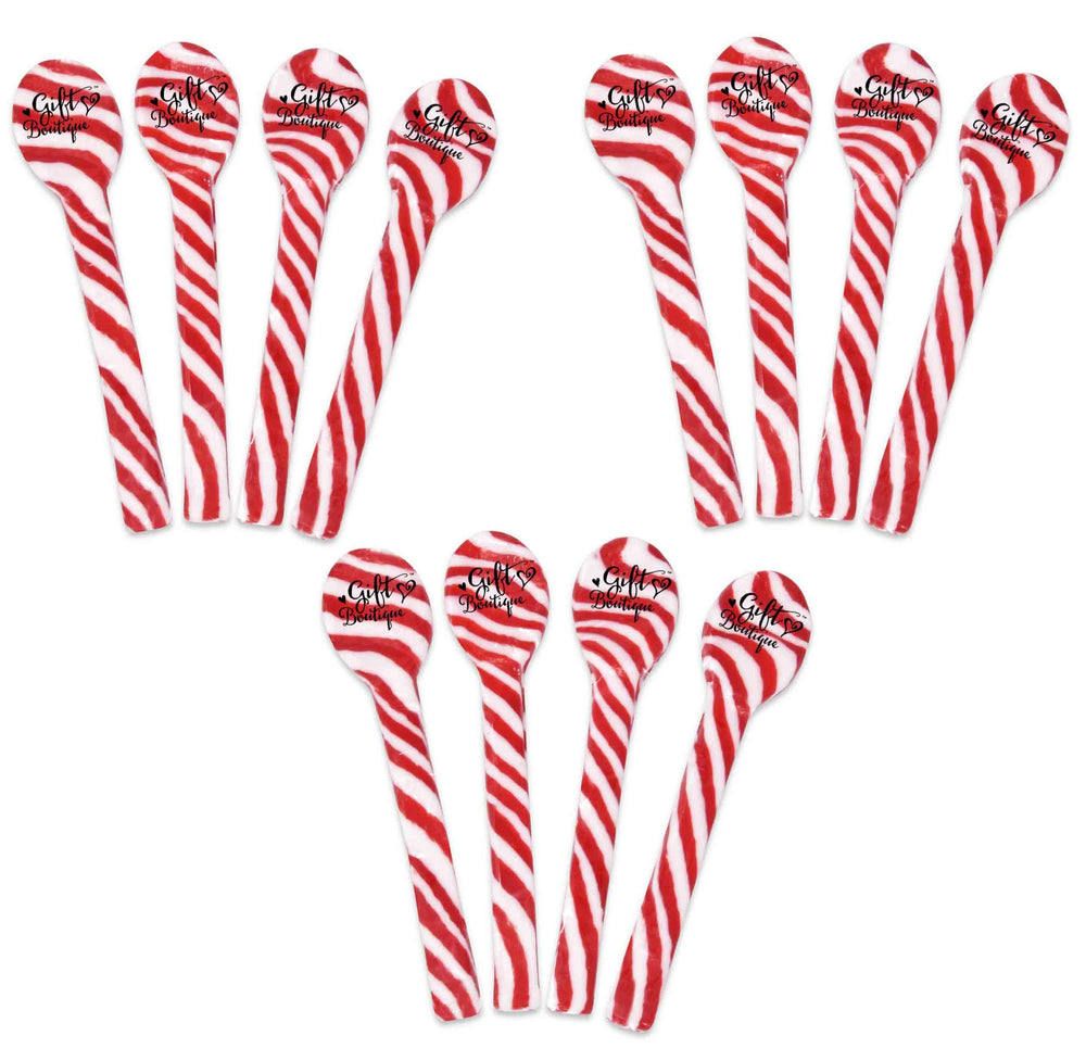 Gift Boutique peppermint candy cane spoons with stripes for stirring cocoa and coffee.