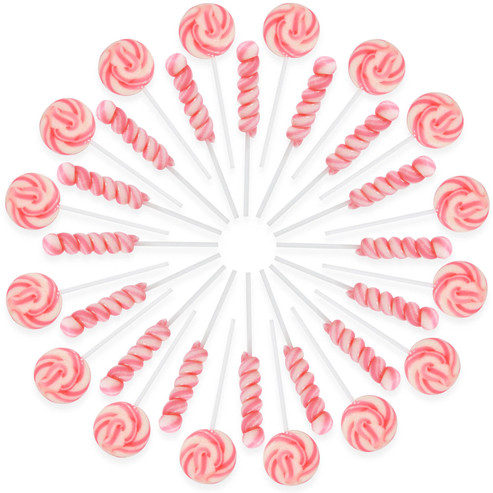 Gift Boutique pink swirl lollipops perfect for party favors and dessert tables.