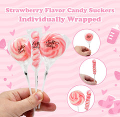 Gift Boutique strawberry flavor lollipops deliver bright fruity notes.