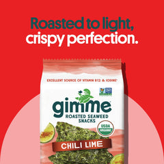 gimMe Seaweed Chili Lime ingredients panel with premium organic seaweed