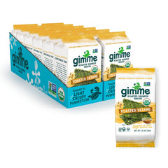gimMe seaweed packaging shown, convenient lunchbox snack.