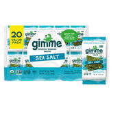 GimMe seaweed sea salt 20-pack packaging, convenient on-the-go snack.