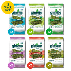 GimMe seaweed snacks 12-pack organized for travel or sharing.