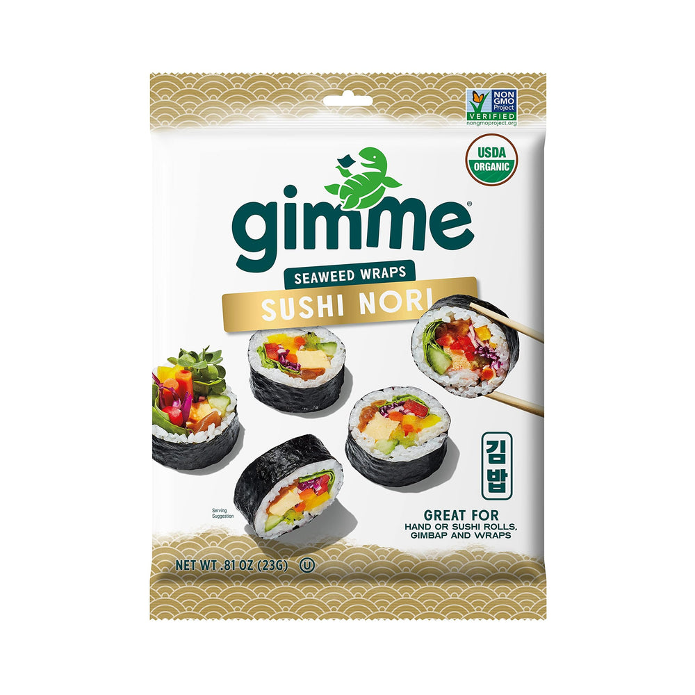 GimMe Seaweed Sushi Nori pack showing premium organic sheets for sushi