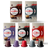 Gimoka 100 Espresso Pods variety pack crema closeup highlighting rich crema and aroma
