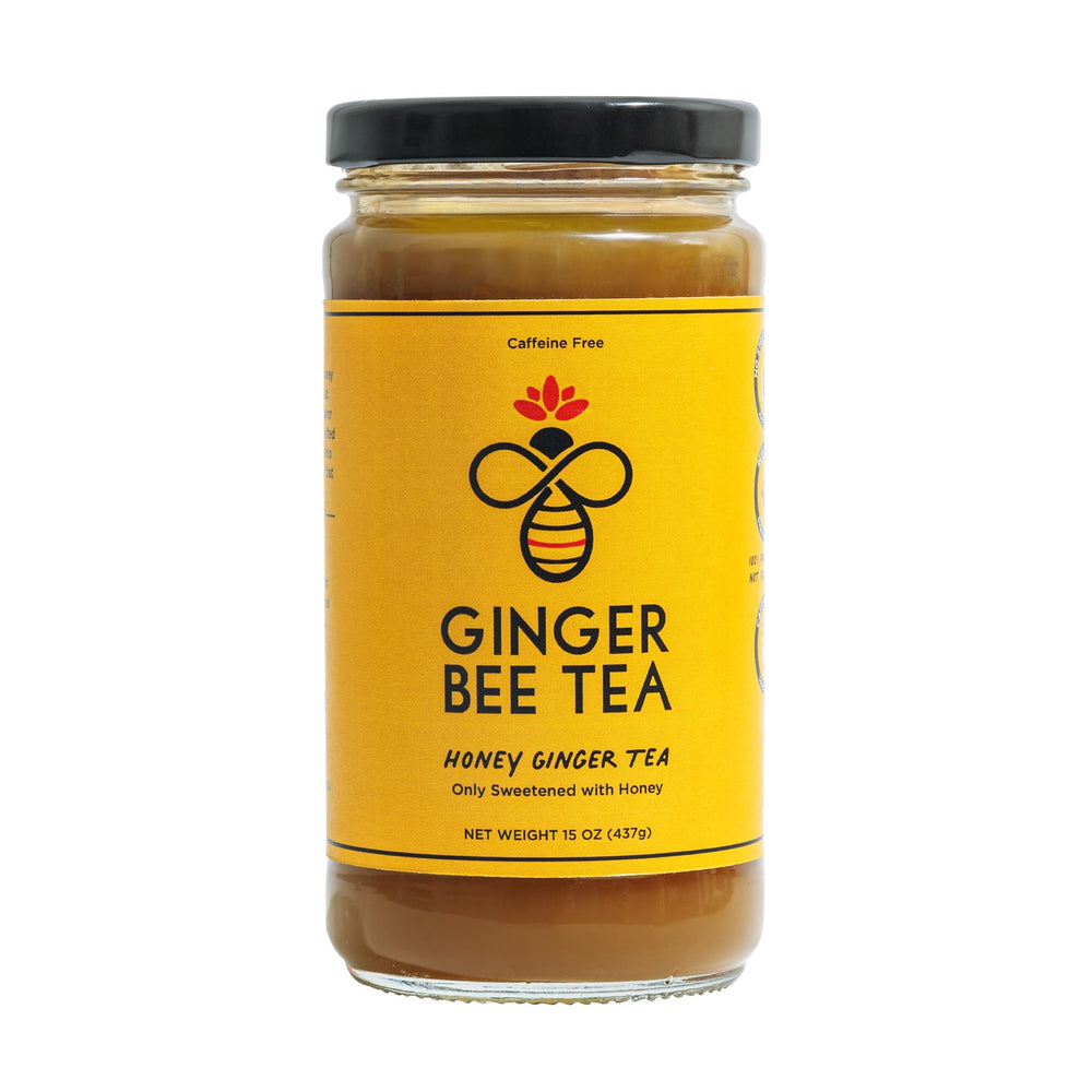 Ginger Bee Tea Concentrate jar with lemon and ginger for soothing sips