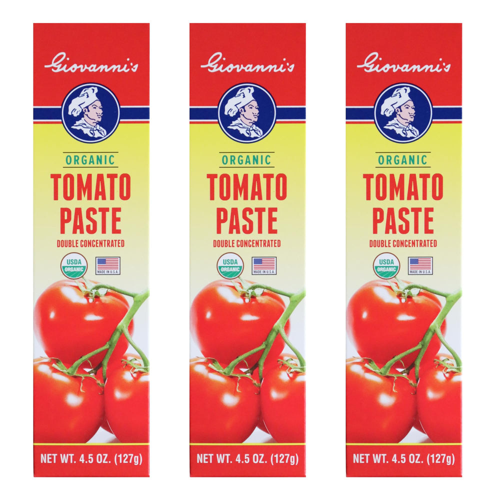 Giovanni’s Organic paste tubes in a three-pack for quick cooking