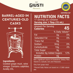 Giusti balsamic pours as a glossy drizzle over ingredients