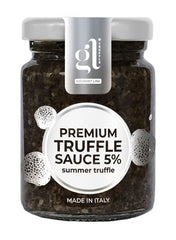 GL Truffle Gourmet Line premium minced black truffle sauce jar showcasing authentic Italian flavor.