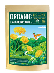 GLDNT organic dandelion tea bags in packaging protect freshness and aroma.