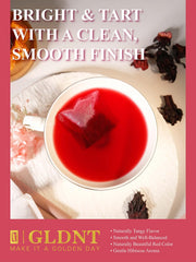 GLDNT hibiscus tea bags release a bright aroma and fruity notes.