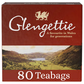Glengettie foil tea bags in an 80-count box for easy brewing.