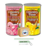 Global Basics Country Time lemonade powder canister for easy, mess-free mixing.