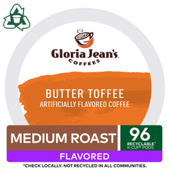 Gloria Jean's Butter Toffee close-up pod, premium flavor notes.