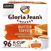 Gloria Jean's Butter Toffee Keurig pod ready for brewing, rich flavor.