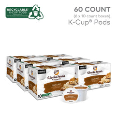 Gloria Jean's Hazelnut K-Cup Pods box display ready to stock office break rooms.