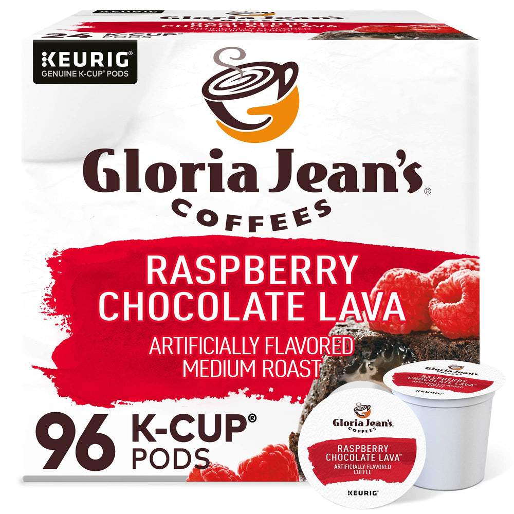 Gloria Jean's Raspberry Chocolate Lava pod ready to brew for convenient single-serve coffee.