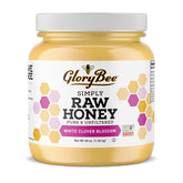 GloryBee White Clover Honey jar with creamy texture, ideal on toast.