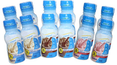 Glu Original Shake 12-pack bottle shows three flavors and protein-rich nutrition.