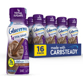 Glucerna ready-to-drink chocolate 10oz bottle for convenient diabetes-friendly nutrition on the go.