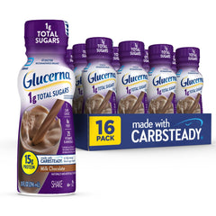 Glucerna ready-to-drink chocolate 10oz bottle for convenient diabetes-friendly nutrition on the go.