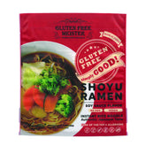Gluten Free Meister Shoyu Ramen packaging with vegan gluten-free noodles.