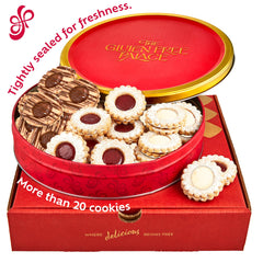Gluten Free Palace lemon shortbread cookies showcase bright flavors in a festive red tin.