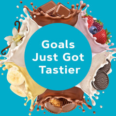 GNC Total Lean Lean Shake 25 Rich Chocolate protein powder scoop reflecting 25g protein.