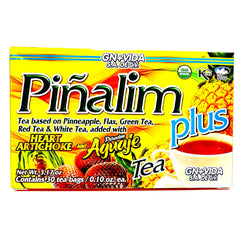 GN+Vida Pinalim Plus tea bag close-up highlighting caffeine-free detox blend.