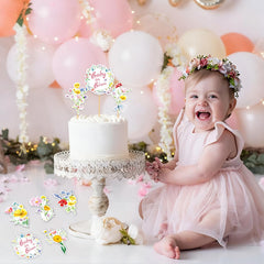 GodMax Baby In Bloom wildflower toppers with bamboo sticks for easy decorating