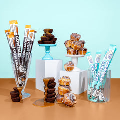 Closeup of Goetze's Cow Tales Variety Pack for events and sharing