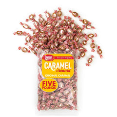 Goetze's Vanilla Caramel Creams bag in 5 lb size for sharing and extended enjoyment.