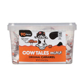 Goetze's Cow Tales Minis Vanilla tub front showing the creamy caramel center for a satisfying snack.
