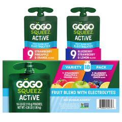 GoGo squeeZ Active electrolyte pouch for quick post-workout refreshment.