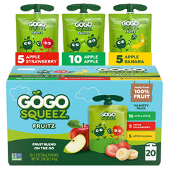 GoGo squeeZ Apple Apple puree pouch for on-the-go unsweetened snacking.