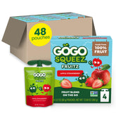 GoGo squeeZ Apple Strawberry pouch for on-the-go, mess-free snacking.