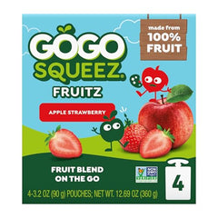 GoGo squeeZ pouch displaying Non-GMO verification and allergen safety.