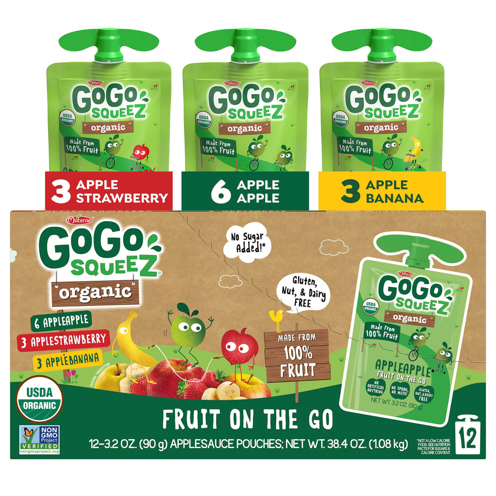 GoGo squeeZ organic applesauce apple pouch for easy, mess-free on-the-go snacking